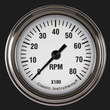 Classic Instruments White Hot 2 1/8" Tachometer - WH183SLF