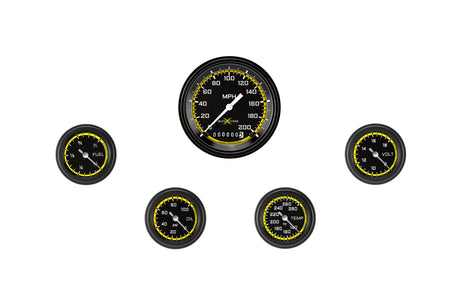 Classic Instruments AutoCross Yellow Five Gauge Set 100 - AX100YBLF