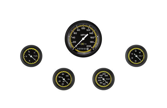 Classic Instruments AutoCross Yellow Five Gauge Set 100 - AX100YBLF