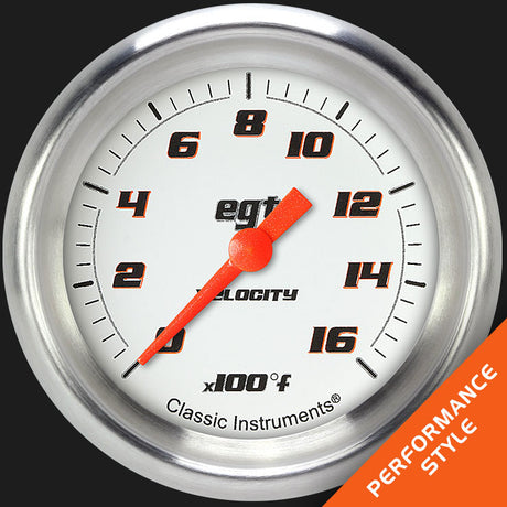 Classic Instruments Velocity White 2 5/8" Exhaust Gas Temp. Gauge - VS398WAPF