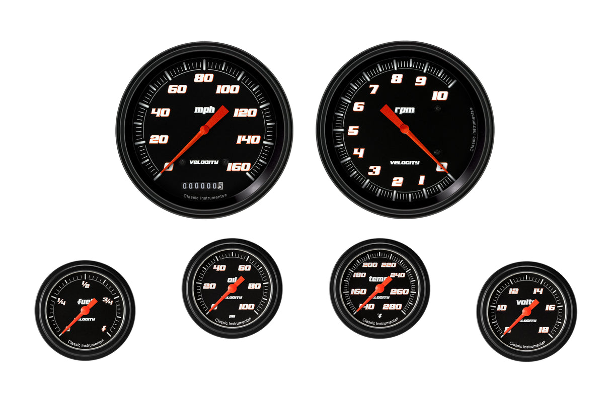 Classic Instruments Velocity Black Six Gauge Set 351 - VS351BBLF