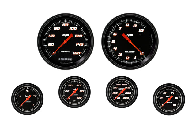 Classic Instruments Velocity Black Six Gauge Set 351 - VS351BBLF