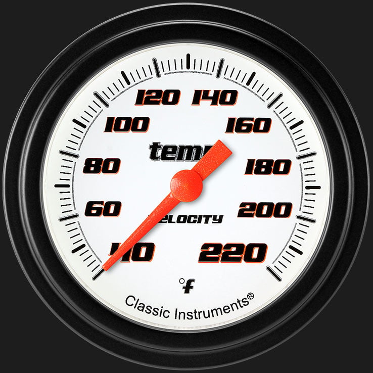 Classic Instruments Velocity White 2 5/8" Stock Eliminator Temp. Gauge - VS329WBLF