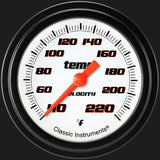 Classic Instruments Velocity White 2 5/8" Stock Eliminator Temp. Gauge - VS329WBLF