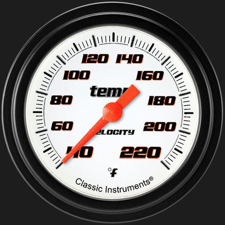 Classic Instruments Velocity White 2 5/8" Stock Eliminator Temp. Gauge - VS329WBLF