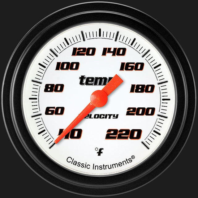 Classic Instruments Velocity White 2 5/8" Stock Eliminator Temp. Gauge - VS329WBLF
