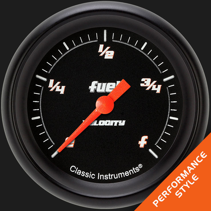 Classic Instruments Velocity Black 2 5/8" Fuel Gauge - VS309BBPF