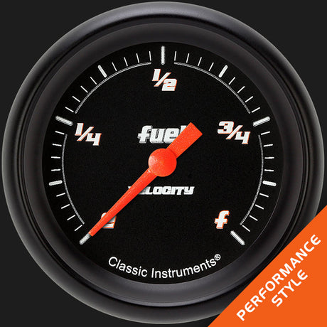 Classic Instruments Velocity Black 2 5/8" Fuel Gauge - VS309BBPF