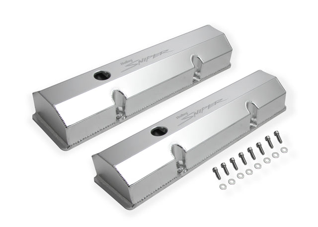 Holley 890010 Sniper Valve Cover - Fabricated Aluminum - SBC - Perim Bolt - Flat - Anodized