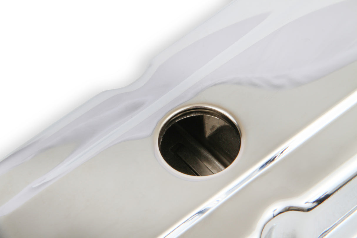 Mr Gasket Chrome Valve Covers - Dual Cap Holes - 9800