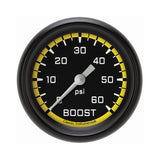 Classic Instruments Autocross Yellow 2-5/8" Boost Gauge (60 PSI) - AX343YBPF