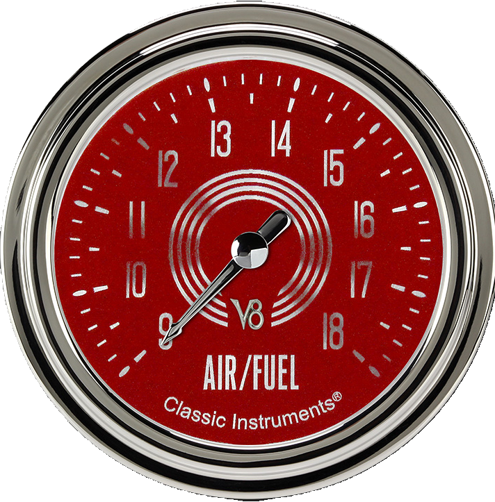 Classic Instruments V8 Red Steelie 2 5/8" Air Fuel Ratio Gauge - V8RS394SLC