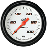 Classic Instruments Velocity White 2-5/8" Oil Pressure Gauge - VS381WBLF