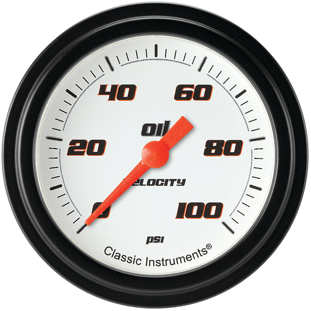 Classic Instruments Velocity White 2-5/8" Oil Pressure Gauge - VS381WBLF