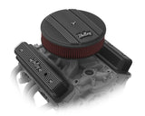 Holley 241-247 Vintage Finned Valve Cover - "" Script - SBC - Center Bolt - Satin Black Machined