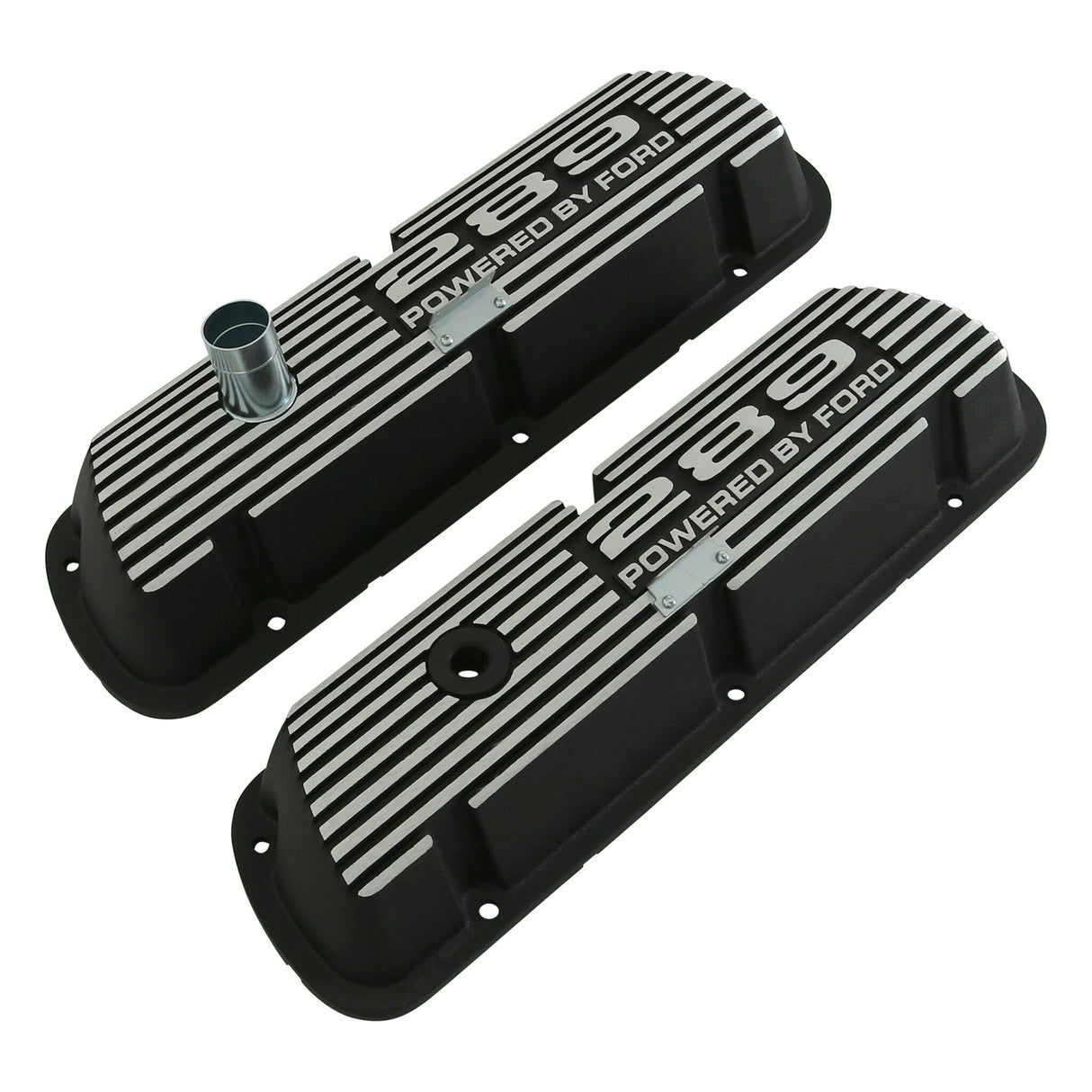 Scott Drake 289 Aluminum Valve Covers Black Powder Coat - 6A582-289