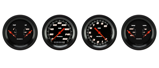 Classic Instruments Velocity Black Series Four Gauge Set - VS05BBLF