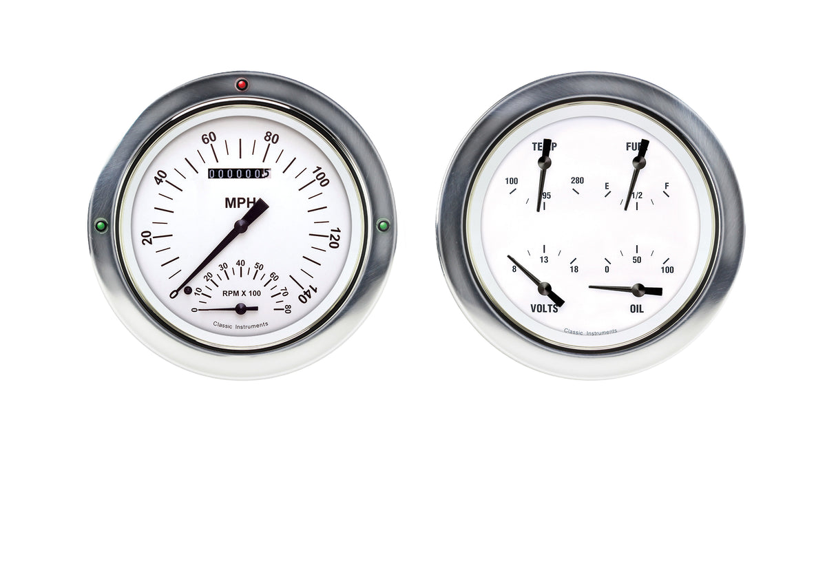 Classic Instruments 1954-55 WHT HOT CH TRK 5IN SPEEDTAC/QU-LS - CT54WH62-LS