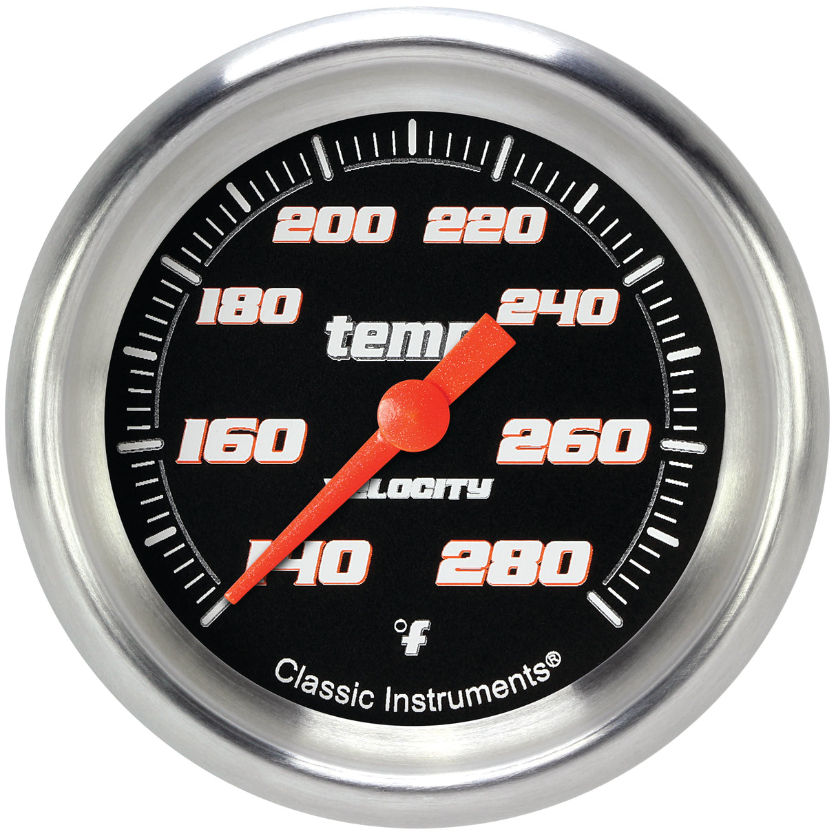 Classic Instruments Velocity Black 2-5/8" Full Sweep Water Temp Gauge - VS326BAPF-12