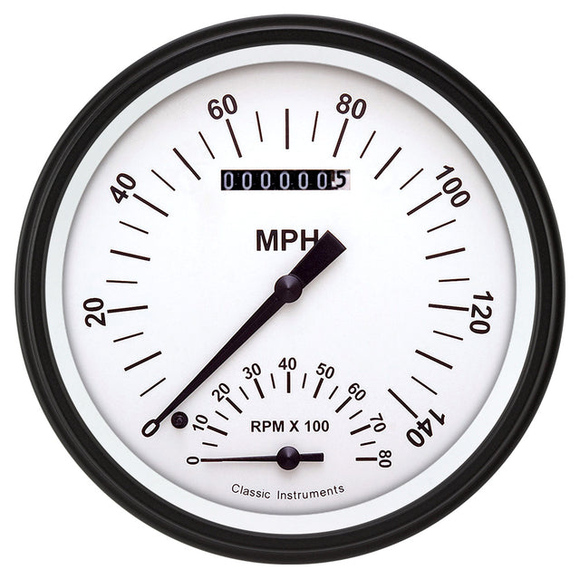 Classic Instruments White Hot 5" Speedtachular Speedometer Gauge - WH50BLF