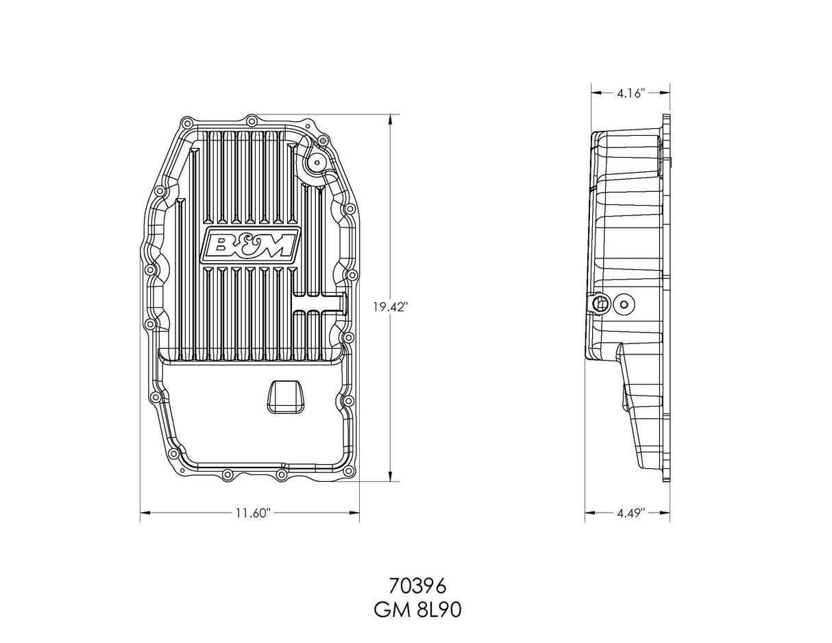 B&M Hi-Tek Deep Transmission Pan - Aluminum - 70396