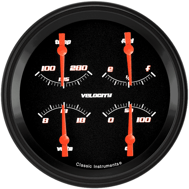 Classic Instruments Velocity Black 4 5/8" Quad - VS31BBLF