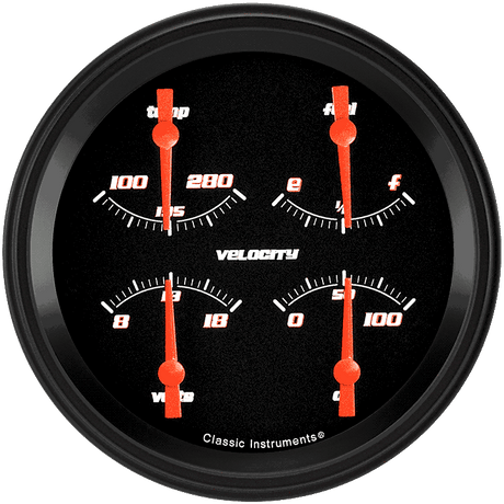 Classic Instruments Velocity Black 4 5/8" Quad - VS78BBLF