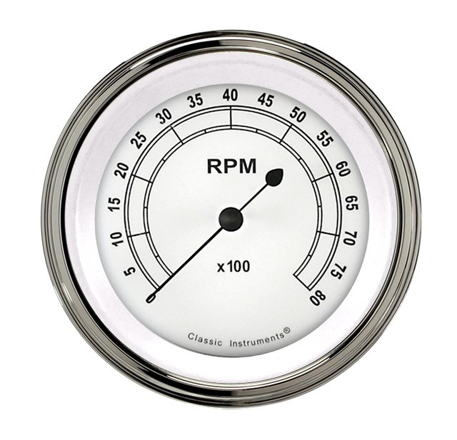 Classic Instruments Classic White 3 3/8" Tachometer - CW80SLF