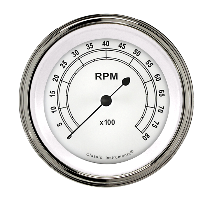 Classic Instruments CLASSIC WHITE 3IN TACH 8000 RPM - CW80SLC