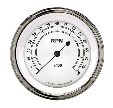 Classic Instruments CLASSIC WHITE 3IN TACH 8000 RPM - CW80SLC
