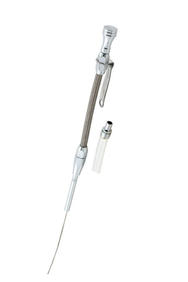 Mr Gasket Engine Oil Dipstick & Tube - Braided Stainless Steel - 9705G