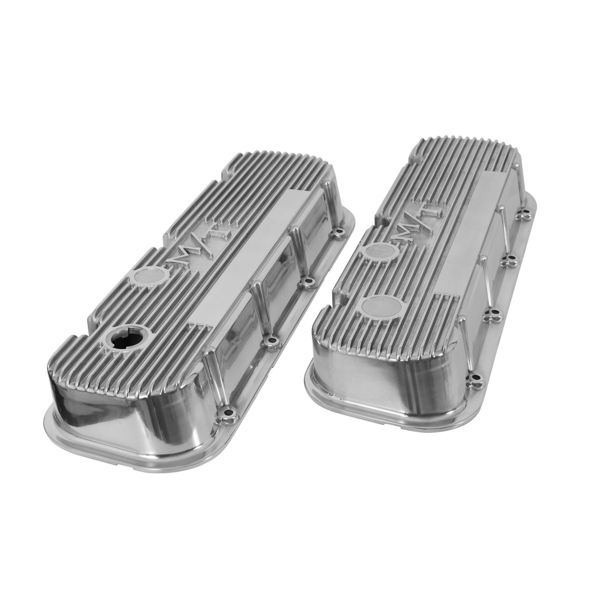 Holley 241-84 M/T Valve Covers - Vintage Style - Finned - BBC - Polished