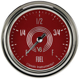 Classic Instruments V8 Red Steelie 2-5/8" Fuel Level Gauge - V8RS309SLC