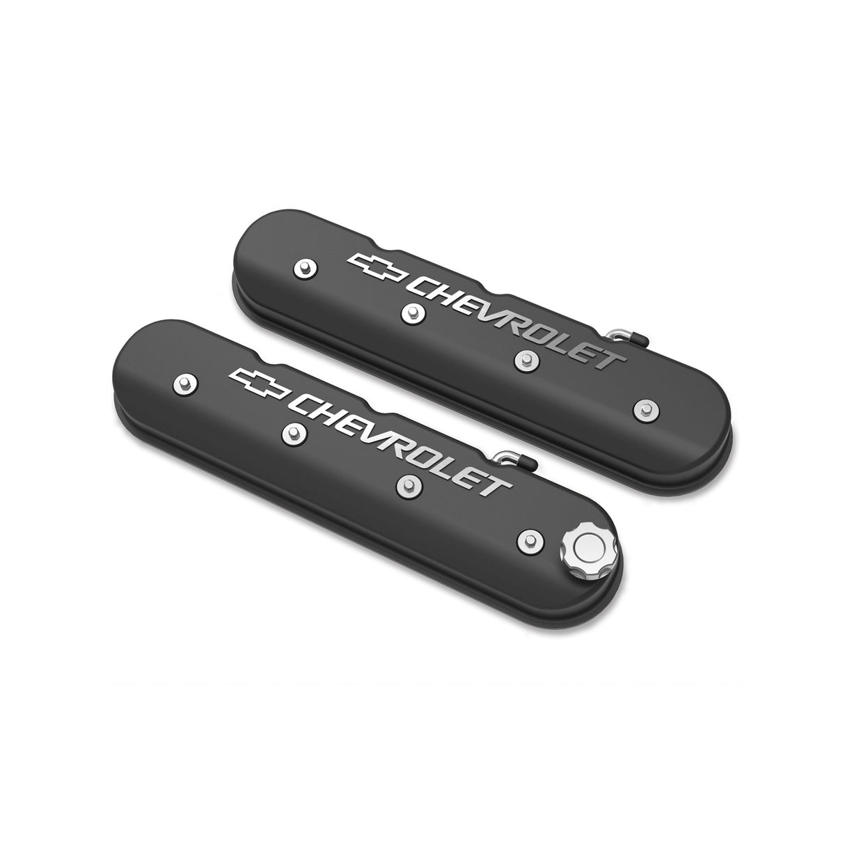 Holley 241-402 Tall LS Valve Cover with Bowtie/Chevrolet Logo - Satin Black Machined Finish