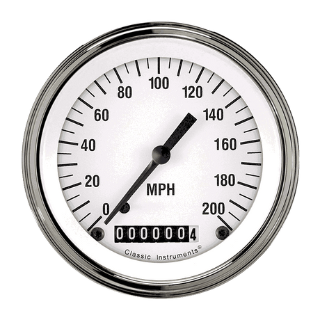 Classic Instruments WHITE HOT 3IN SPEEDO 200 MPH - WH57SLC
