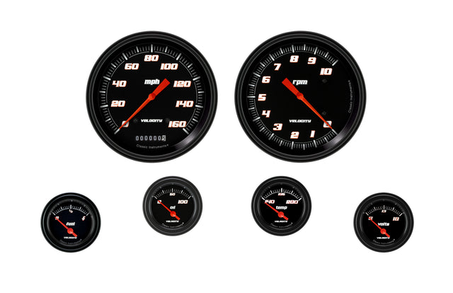 Classic Instruments Velocity Black Six Gauge Set 51 - VS51BBLF