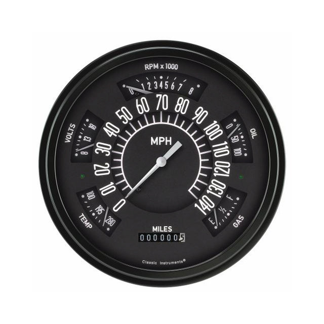 Classic Instruments 66-67 FORD BRONCO BLACK STAINLESS - FB66BSLF