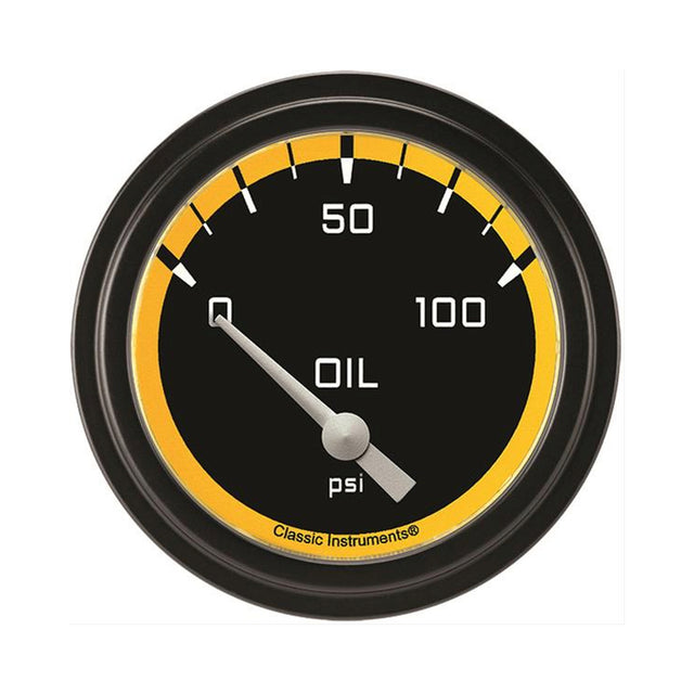 Classic Instruments Autocross Yellow 2 5/8" Oil Pressure Gauge - AX281YBLF
