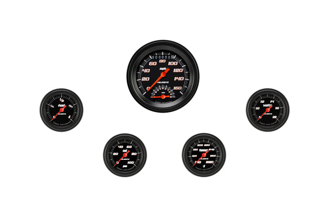 Classic Instruments Velocity Black Five Gauge Set 135 - VS135BBLF