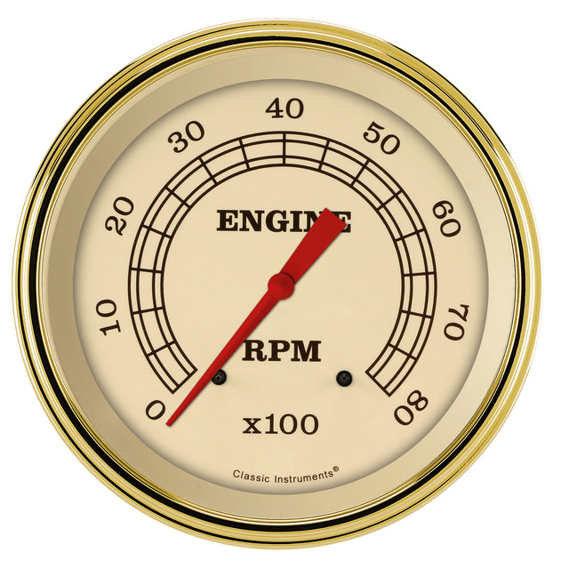 Classic Instruments Vintage 5" Tachometer Gauge (8000 RPM) - VT71GLC