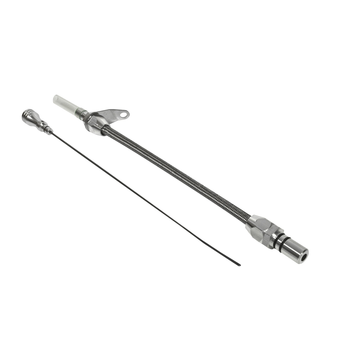 B&M Auto Transmission Dipstick & Tube - Billet Aluminum/Stainless Steel Braided - 22165