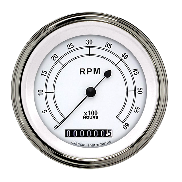 Classic Instruments Classic White 3 3/8" Tachometer - CW60HSLF