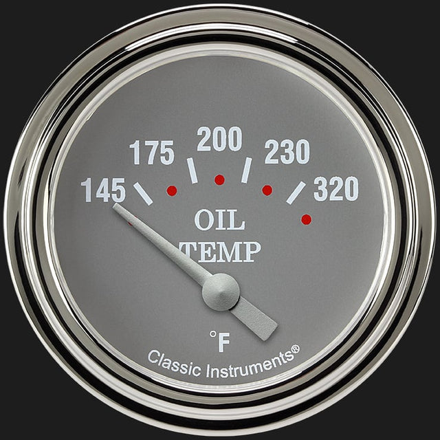 Classic Instruments Silver Gray 2 5/8" Oil Temperature Gauge - SG228SLF