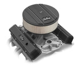 Holley 241-242 Valve Covers - Vintage Series - Finned - SBC - Satin Black Machined