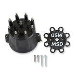 MSD Distributor Cap - V8 - HEI Terminals - Black - Spark Plug Wire Retainer - 84333