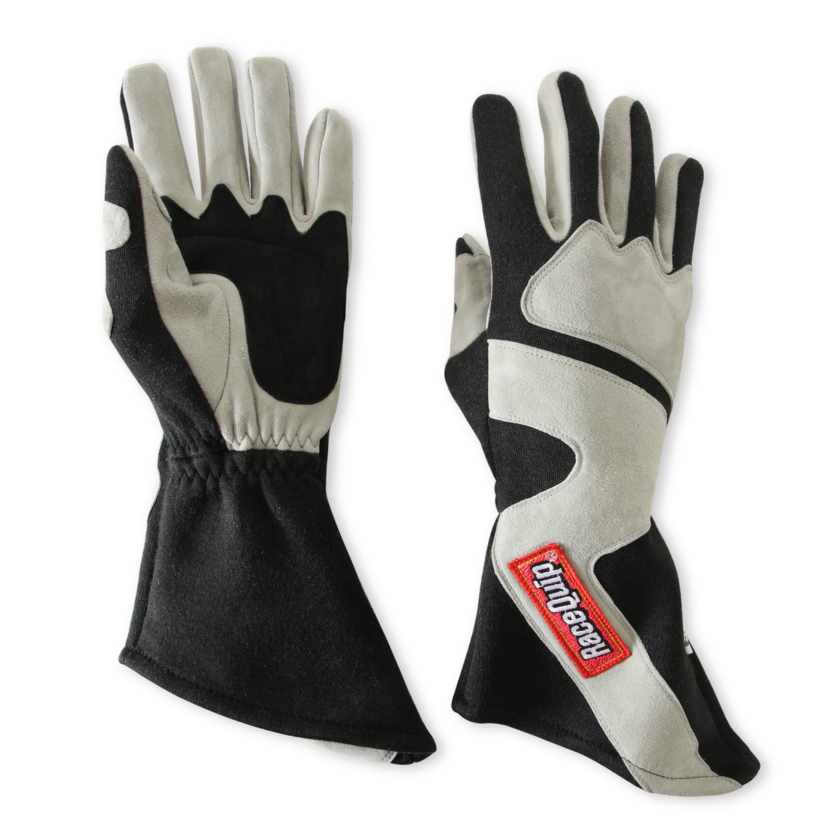 Racequip SFI 3.3/5 Black / Gray Long Gauntlet Nomex Race Gloves - Medium - 358603RQP