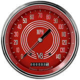 Classic Instruments V8 RED STEELIE 5IN SPEEDO 140 MPH - V8RS56SLF