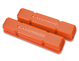 Holley 241-109 GM Licensed Vintage Series SBC Valve Covers - Factory Orange Machined Finish