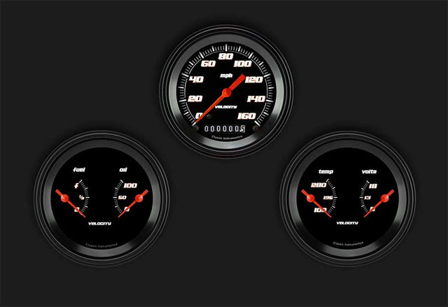Classic Instruments Velocity Black Series Three Gauge Set - VS04BBLF