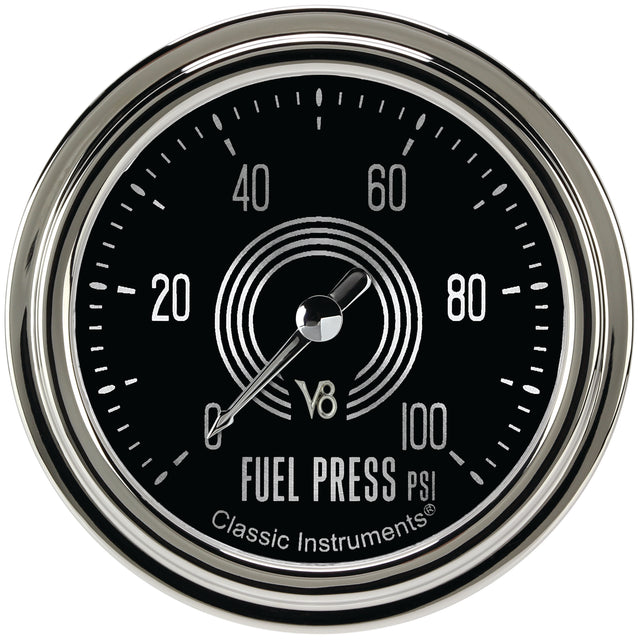Classic Instruments V8 Speedster 2-5/8" Fuel Pressure Gauge (100 PSI) - V8SR346SLC